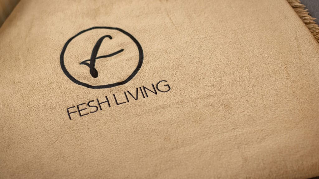 Penthouse bedroom bed linen branding FESH LIVING